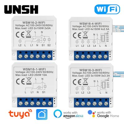 ▫㍿❈ Tuya Smart WiFi Light Switch 2-way Control 1/2/3/4 Gang Mini Smart Circuit Breaker Smart Life Control Support Alexa Google Home