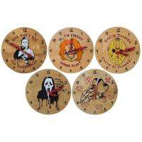 Wooden Wall Clock Funny Cartoon Character Halloween Clock Decorative Wall Wood Clock Built-in Hook Spooky Home Decoration Without Battery for Bedrooms benefit