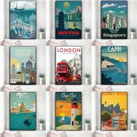 1 Nordic Vintage Travel Cities ผ้าใบวาดภาพนิวยอร์กเนเธอร์แลนด์ลอนดอนโปสเตอร์ภูมิทัศน์พิมพ์ลายศิลปะภาพติดผนังการตกแต่งบ้าน