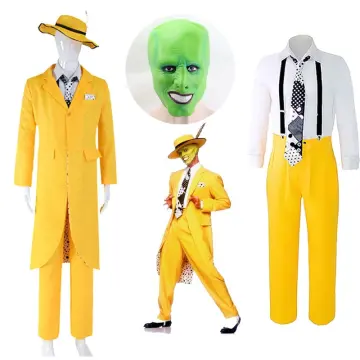 The Mask Jim Carrey Yellow Suit Cosplay Costume Men Uniform