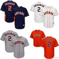 เสื้อกีฬาเบสบอลลําลอง MLB Houston Astros No.2 Bregman คุณภาพสูง สําหรับผู้ชาย และผู้หญิง