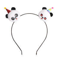 12pcs Fashion Cute Glitter Stuffed Panda Hairbands Solid Pom Pom Animal Head Hair Sticks Princess Headwear Hair Accessories