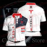 Spring&amp;summer New Tesla Mens Polo Shirt Quick-drying Sweatshirt Super Large High Quality Short Sleeve 3d Printed Golf Shirt