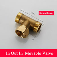 FACIIO 12 inch 3 way water diverter valve movable hex cap tee fitting connector for bathroom toilet brass