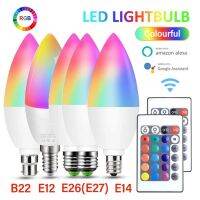 [HOT QQZIWWUJJWG 104] LED เทียนหลอดไฟ E14/E122/B22สมาร์ทในร่มนีออนเข้าสู่ระบบ RGB W เทียนโคมไฟการควบคุมระยะไกลหรี่แสงได้เทปโคมไฟบ้านแสงร้อน