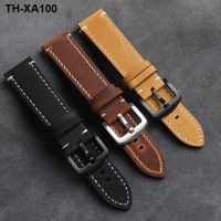 crazy horse leather strap 20 22MM black brown yellow quick release lug high-end bracelet retro