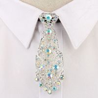 Fashion Personality Crystal Neckties Trendy General Korean Wine Party Wedding Ceremony Metal Short Luxury Tie Men Accessories