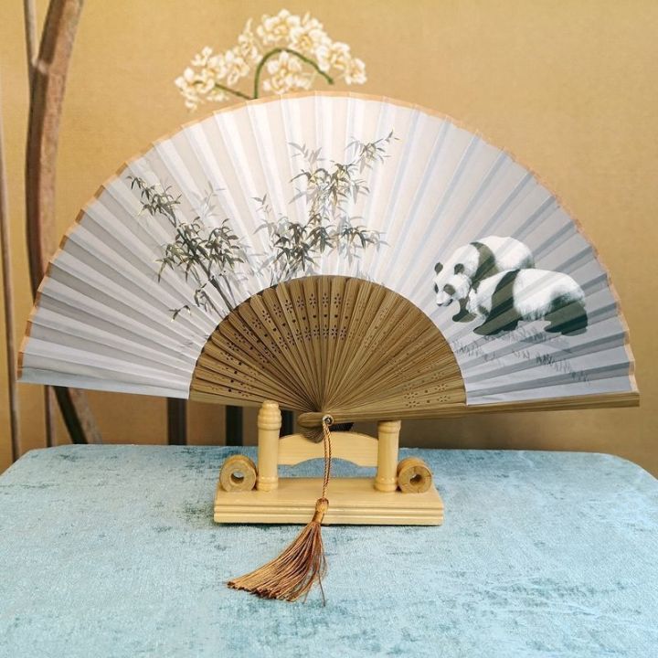 panda-fans-womens-summer-chinese-antique-female-students-jump-dance-fan-fan-sichuan-tourism-memorial-to-send-foreigners