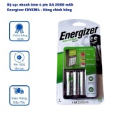 Bộ Sạc Nhanh Tự Ngắt Energizer Kèm 4 Pin AA 2000mah CHVCM4