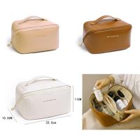 Portable Makeup Bag Large-Capacity Leather Travel Cosmetic Bag Women Waterproof Storage Case Multifunction Toiletry Organizer