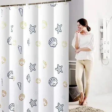 BASTSJÖN Shower curtain - white/grey/beige - IKEA