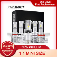 NOVSIGHT Newest 1:1 DESIGN mini LED Car Headlight H11 H4 H7 9005 9006 HB3 HB4 50W 6000K White Auto LED Fog Lamps