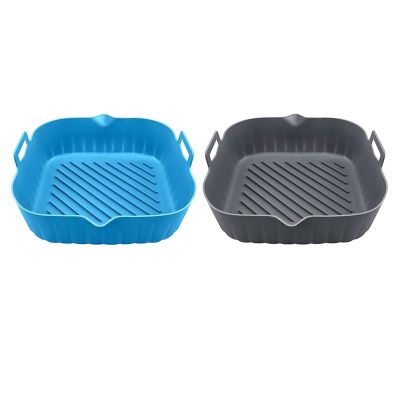 2Pcs Large Air Fryer Silicone Liner Pot Reusable Air Fryer Basket Heat Resistant Non-Stick Air Fryer Liners Mats Bowl