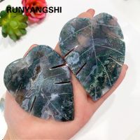 【YP】 1pc Leaves Sculpture Moss Agate Decoration Pendant