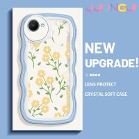 Jjlingji เคสสำหรับ Realme C30 C30s Narzo 50i Prime Case แฟชั่นดอกไม้สดใสดีไซน์ใหม่ครีมคลื่นขอบนุ่มโปร่งใสลายกล้องถ่ายรูปเคสมือถือกรอบป้องกันที่เรียบง่ายอ่อนโยน