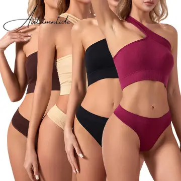 Women Bra Panties Set Push Up Sports Bra Set G-String Seamless Active Bra  Thong Lingerie Set Fitness Crop Top Underwear 