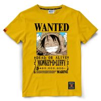 เสื้อยืดวันพีช One piece-279-เหลือง Wanted Luffy