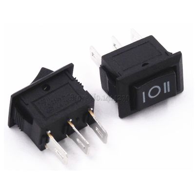 10PCS 3 Pin 3A 250V 10x15mm Black Button Rocker Switch ON OFF ON AC 10X15 Mini Rocker Power Switches