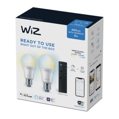 Wiz - StarterKit (2 White Bulb + Remote)  ชุดหลอดไฟอัจฉริยะ (หลอดไฟ 2 ชิ้น + รีโมทควบคุม)