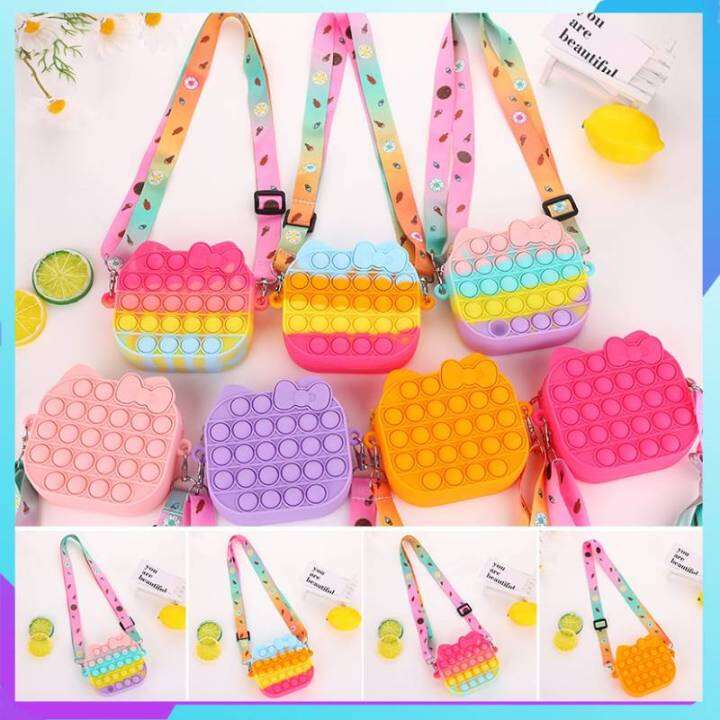 Pop It Bag Mini Pop it Fidget Kitty Bag Sensory Fidget Stress Relief