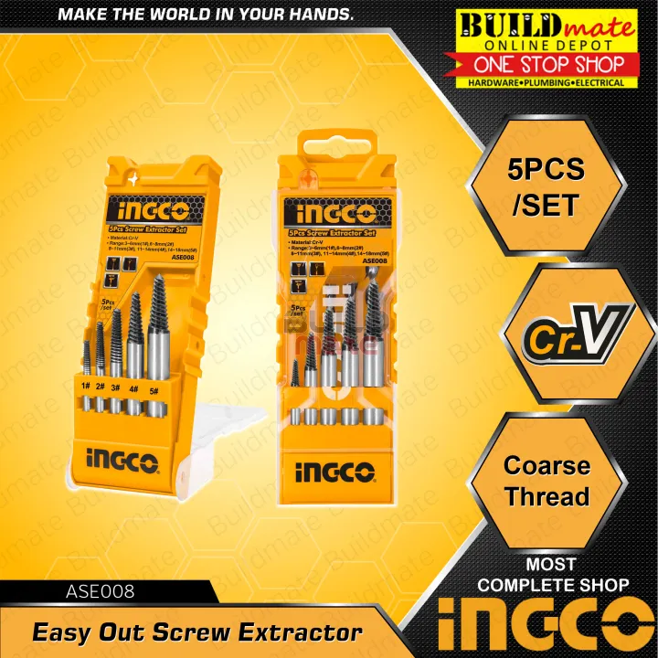 INGCO 5PCS Screw Extractor Easy Out SET ASE008 •BUILDMATE• IHT Lazada PH