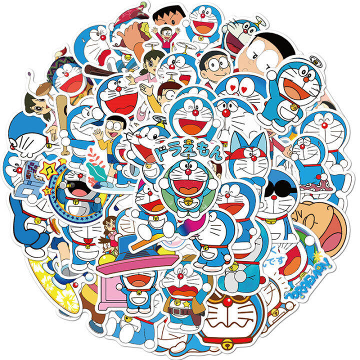 lowest-price-mh-สติกเกอร์-doraemon-50pcs-สำหรับแล็ปท็อปรถจักรยานยนต์กระเป๋าสโนว์บอร์ดรถ-decal