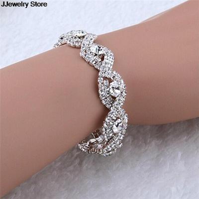 Fashion Elegant Jewelry Infinity Rhinestone Bangl Deluxe Crystal Bracelet Women Gift
