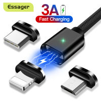 Essager 3M สายชาร์จ Micro USB แบบแม่เหล็ก / USB Type C / สาย USB 8Pin สำหรับ Iphone 1211 pro max Samsung Huawei Realme Vivo Oppo สายชาร์จแม่เหล็ก