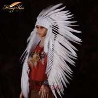 white indian headdress Replica made headband halloween costumes feather headdress costumes feather hat