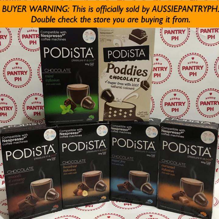 10pc PODISTA NESPRESSO COFFEE & CHOCOLATE CAPSULES PODS IMPORTED FROM AUSTRALIA AUSSIEPANTRYPH