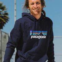 Patagonia เสื้อสเวตเตอร์ฮู้ดหนาผ้ากำมะหยี่ทรงหลวมสำหรับผู้ชายและผู้หญิงพิมพ์ลายภูเขา P-6รุ่นลิมิเต็ดอิดิชั่นญี่ปุ่นสินค้าใหม่♠