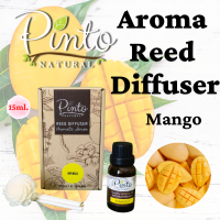 กลิ่นใหม่ PINTONATURAL ก้านไม้หอมปรับอากาศ กลิ่นมะม่วง ขนาด 15ml. Mini Size Aroma Reed Diffuser Mango หอมฟุ้งเหมือนขวดใหญ่ในราคาประหยัด New Arrival