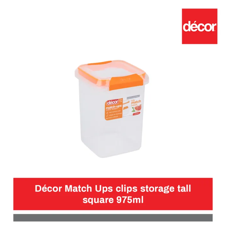 Décor Match Ups Clips Storage Tall Square 975ml Lazada PH