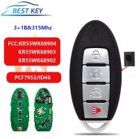 Kunci Remote Mobil อัจฉริยะที่ดีที่สุดสำหรับ Nisan Teana แมก Altima Murano Infiniti Kr55wk68904/Kr55wk68903 Pcf7952/Id46 315Mhz Card