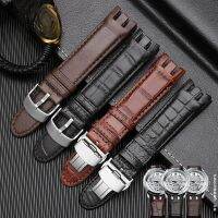 For Swatch Yrs403 412 402G Genuine Leather 21Mm Watch Band Butterfly Buckle Waterproof Soft Accessories Curved Interface Wrist