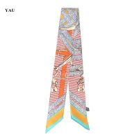 ∈✴ Hot Selling 95cmx5cm Stripe Belt Printed Small Scarf Women Silk Scarf Headband Long Scarves Bag Accessories Ribbon