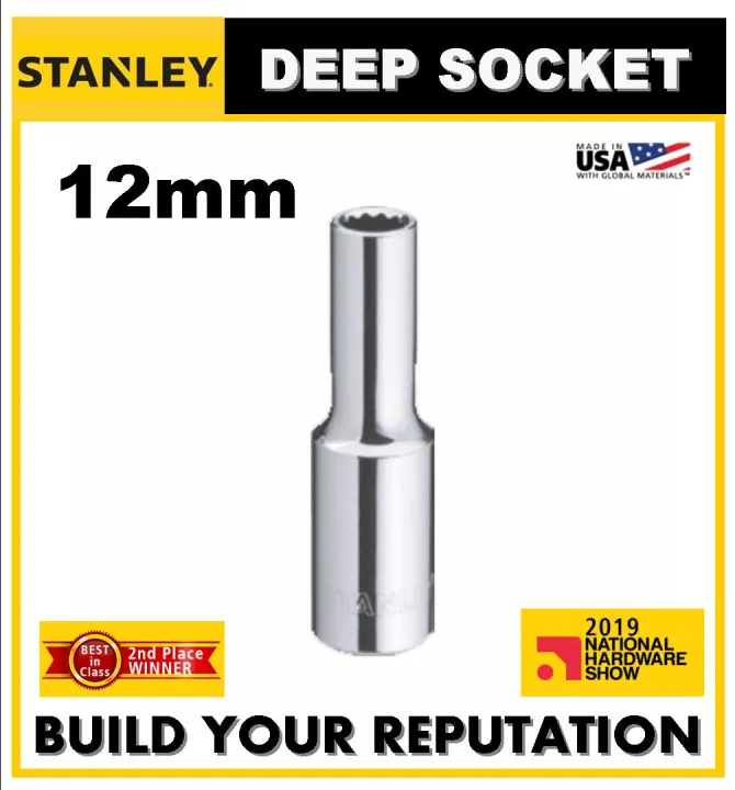 Stanley Deep Socket Bits 12mm x 6pts x 1/2 Drive CRV Socket Wrench parts Lazada PH