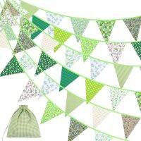 40 Feet Fabric Bunting Banner Vintage Bunting Flag Floral Pennants Triple-cornered Flags for Birthday Wedding Party