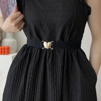 【YF】 Thin Elastic Stretch Waistband Female Metal Buckle for Cinch Coat Waist Belts Accessory