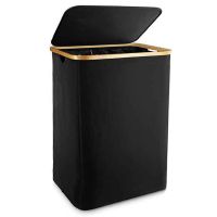 2X Laundry Basket with Lid, Black Laundry Basket with Removable Laundry Bag - Laundry Sorter for Bathroom &amp; Bedroom