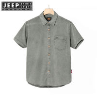 JEEP SPIRIT 1941 ESTD เสื้อสุดหล่อผู้ชายแขนสั้นเส้นใยลำลองเยาวชนกลางธุรกิจเยาวชนบางฤดูร้อน