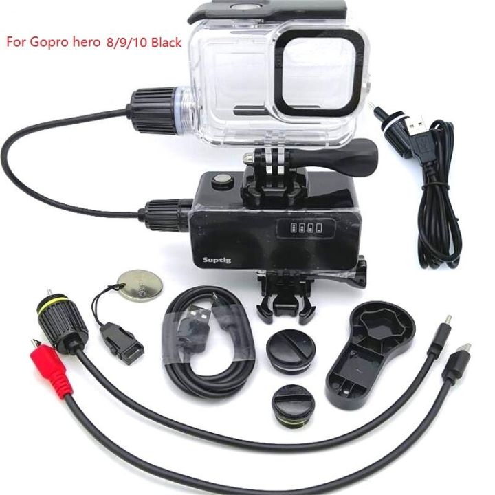 ซองกันน้ำชาร์จแบตสำรองกันน้ำ5200mah-สำหรับ-gopro-hero-8-9-1011กรอบกล้องแอ็กชันสีดำ