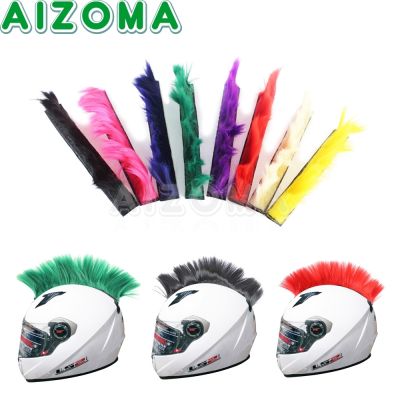 For Cosplay Party DIY Helmet Mohawk Hair Punk Style Motorcycle Colorful Outdoor Riding Cap Helmet Decoration Cockscomb Model Wig