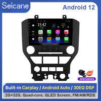 Seicane 9 inch QLED หน้าจอสัมผัส Android 12.0 วิทยุรถยนต์ GPS โฮสต์ 2015 2016 2017 2018 Ford Mustang 2Din เล่นมัลติมีเดียสนับสนุน SWC แบ่งหน้าจอ Netflix Playstore วัด YouTube