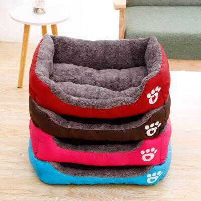 [pets baby] Pet Large Dog Bed Warm Housecolored Square Nest Pet Kennel For Small Medium Large Dogs CatPlus Size Dog Baskets