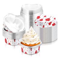 【hot】□☈  10Pcs/Set 100ML Shaped Aluminum Foil Pan Cup with Lids Flan Baking Pans