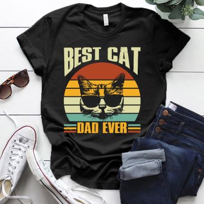 Best Cat Dad Shirt Ever Cat Dad T-shirt Graphic Cartoon Funny Cat Short Sleeve Tops Gift 100% Cotton T-shirt