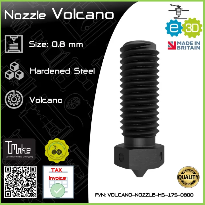 E3D Nozzle Volcano Hardened Steel 1.75mm x 0.8mm Lazada.co.th