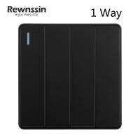 Rewnssin Black Light Switch 4 Gang 1 Way Lamp Switch Suis Lampu Black Plastic Four Big Button 16A Switch Rocker