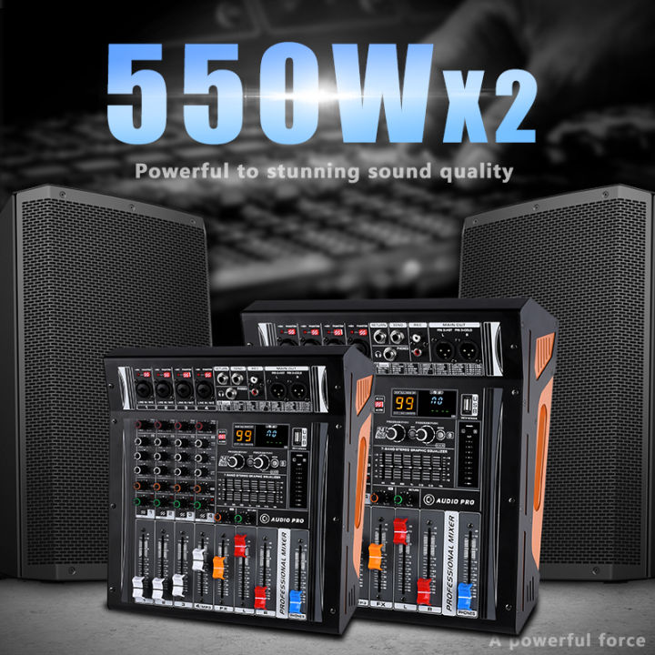 audio-pro-ap402d-มิกเซอร์-4ช่องมาพร้อมกับเครื่องขยายเสียงในตัวเครื่องขยายเสียง-usb-เครื่องขยายเสียงการแสดงบนเวที-ktv-ร้องเพลงสด-550w-x-2